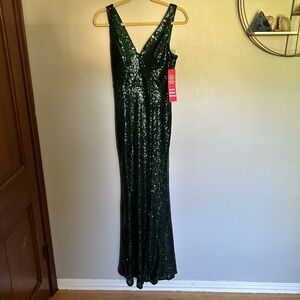 New emerald green sequin gown